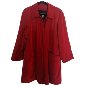 Anne Klein Rain Jacket/Coat Women's Size‎ 8 Red/Cranberry Removeable Lining
